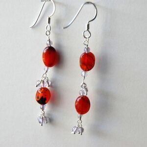 Carnelian and Amethyst Earrings .925